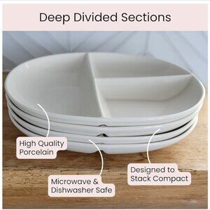 Uba Portion Control Porcelain Plates - Set of 2 - Never Used